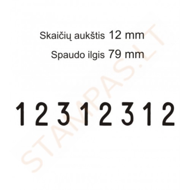 Numeratorius 15128, 12 mm, 8 skaičių