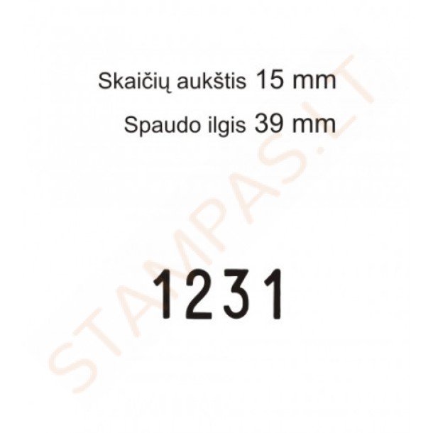 Numeratorius 15154, 15 mm, 4 skaičių