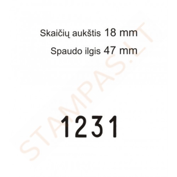 Numeratorius 15184, 18 mm, 4 skaičių