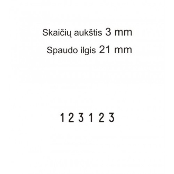 Numeratorius 1536, 3 mm, 6 skaičių