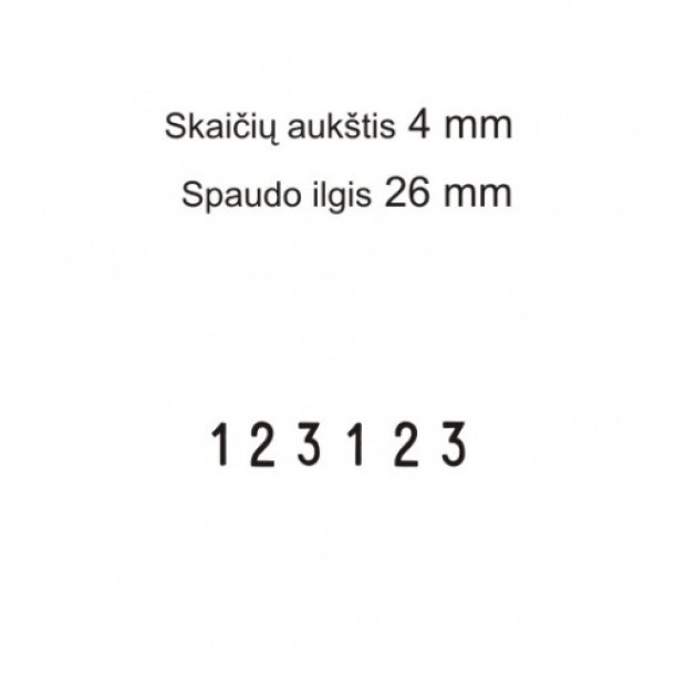 Numeratorius 1546, 4 mm, 6 skaičių
