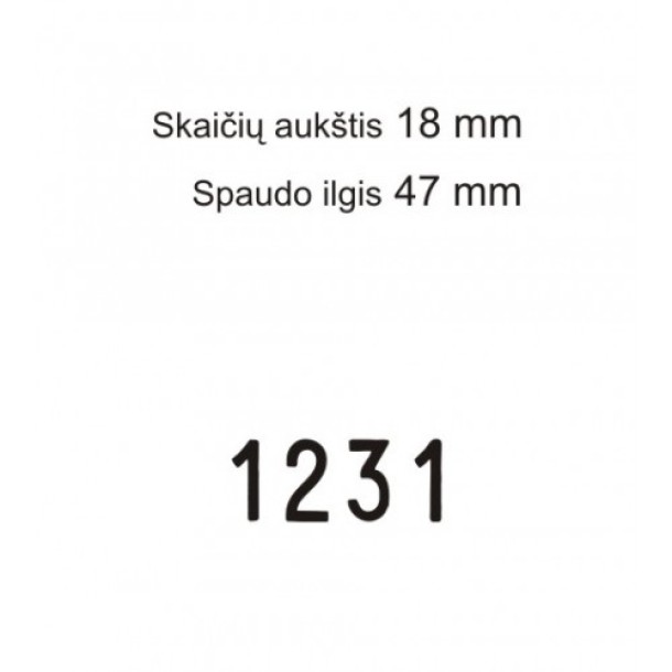 Numeratorius 15184, 18 mm, 4 skaičių