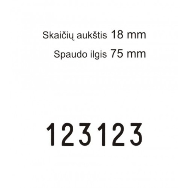 Numeratorius 15186, 18 mm, 6 skaičių